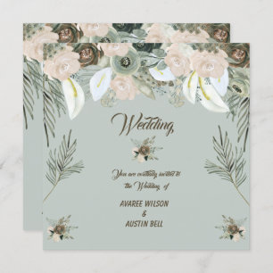 Sage Green en Vanilla Cream Wedding Kaart