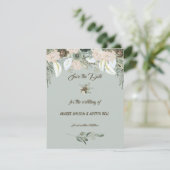 Sage Green en Vanilla Cream Wedding Kaart (Staand voorkant)