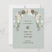 Sage Green en Vanilla Cream Wedding Kaart (Achterkant)