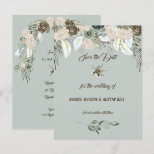 Sage Green en Vanilla Cream Wedding Kaart