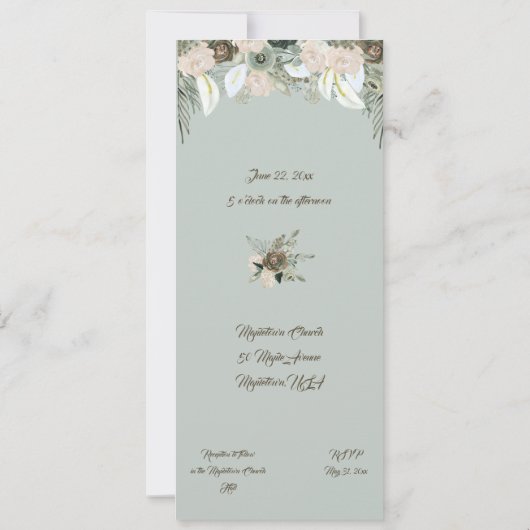 Sage Green en Vanilla Cream Wedding Kaart (Achterkant)