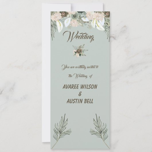 Sage Green en Vanilla Cream Wedding Kaart (Voorkant)