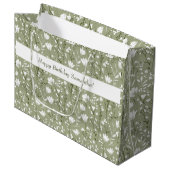 Sage Green en White Floral Verjaardag voor haar Groot Cadeauzakje (Voorkant Gekanteld)