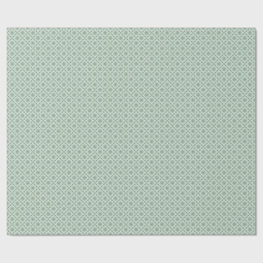 Sage Green en White Geometric Circles Pattern Cadeaupapier (Vlak)