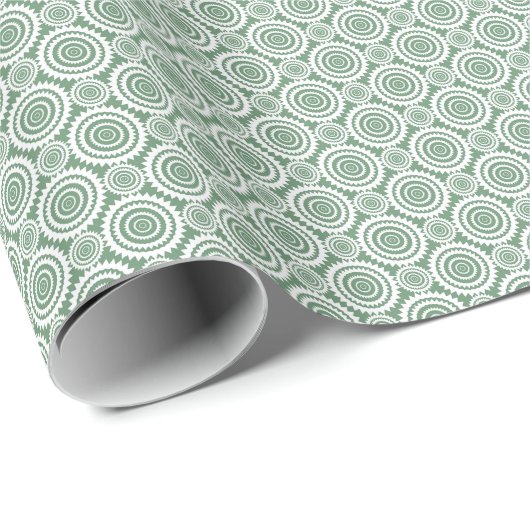 Sage Green en White Geometric Circles Pattern Cadeaupapier (Rol Hoek)
