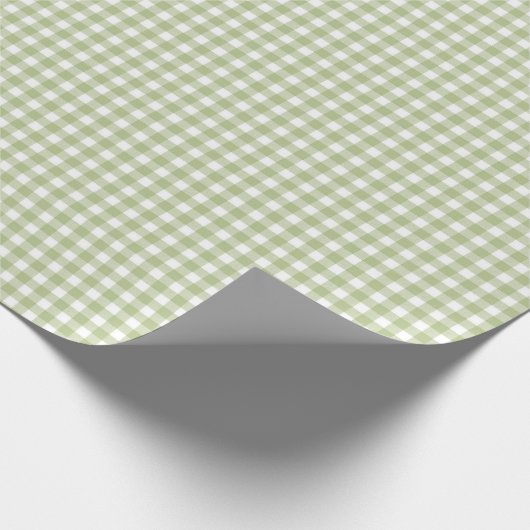 Sage Green en White Gingham Cadeaupapier (Hoek)