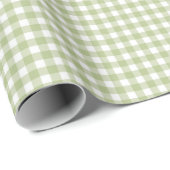 Sage Green en White Gingham Cadeaupapier (Rol Hoek)