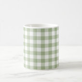 Sage Green en White Gingham Checked Pattern Koffiemok (Center)