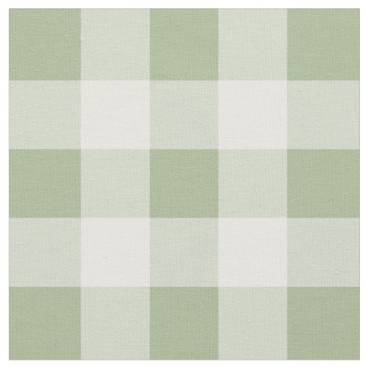 Sage Green en White Gingham Pattern Fabric Stof (Close Up)