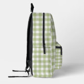 Sage Green en White Gingham Print Bedrukte Rugzak (Links)