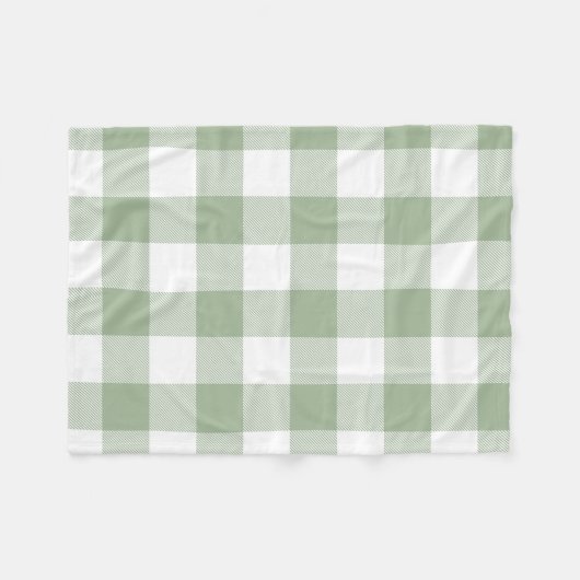 Sage Green en White Gingham Pset Fleece Deken (Voorkant (Horizontaal))