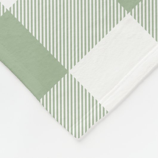 Sage Green en White Gingham Pset Fleece Deken (Hoek)