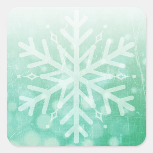 Sage Green en White Kerstmis Snowflake Vierkante Sticker (Voorkant)