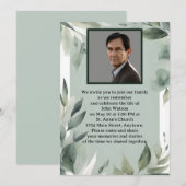 Sage Green en White Leaves Foto Memorial Kaart (Voorkant / Achterkant)