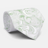 Sage Green en White Marked Abstract Stropdas (Opgerold)