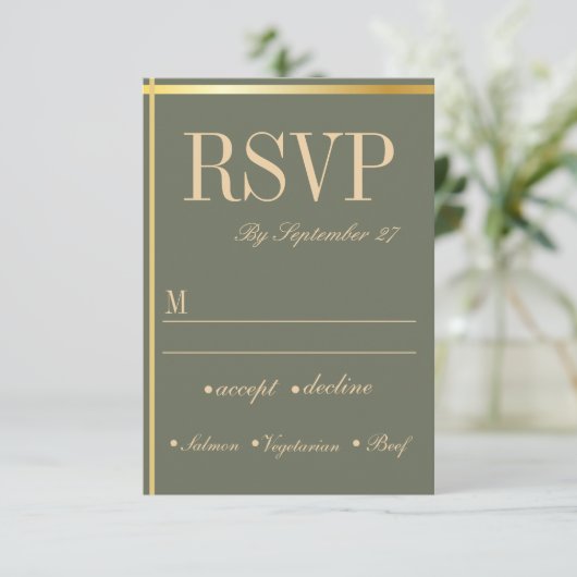Sage Green en White Minimal Response Kaart (Staand voorkant)