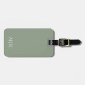 Sage Green en White | Modern monogram Bagagelabel (Voorkant horizontaal)