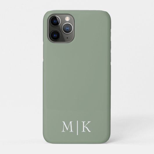 Sage Green en White | Modern monogram Case-Mate iPhone Case (Achterkant)