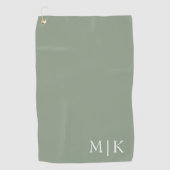 Sage Green en White | Modern monogram Golfhanddoek (Voorkant)