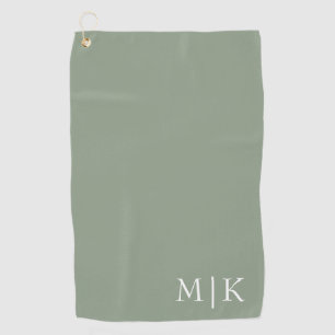 Sage Green en White Modern monogram Golfhanddoek