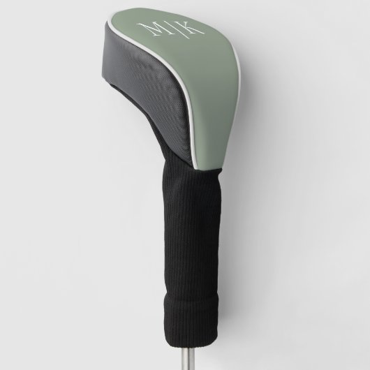 Sage Green en White | Modern monogram Golfheadcover (Schuin)