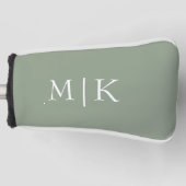 Sage Green en White | Modern monogram Golfheadcover (Voorkant)
