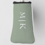 Sage Green en White | Modern monogram Golfheadcover (Draai 90)