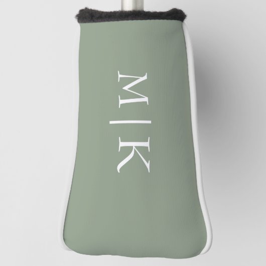Sage Green en White | Modern monogram Golfheadcover (Draai 90)