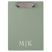 Sage Green en White | Modern monogram Klembord (Voorkant)