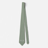 Sage Green en White | Modern monogram Stropdas (Voorkant)
