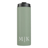Sage Green en White | Modern monogram Thermosbeker (Voorkant)