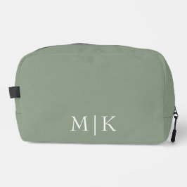 Sage Green en White | Modern monogram Toilettasje