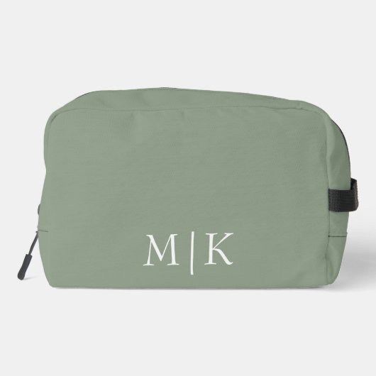 Sage Green en White | Modern monogram Toilettasje (Achterkant)