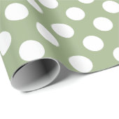 Sage Green en White Polka Dots Cadeaupapier (Rol Hoek)