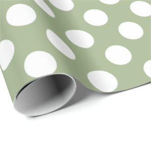 Sage Green en White Polka Dots Cadeaupapier