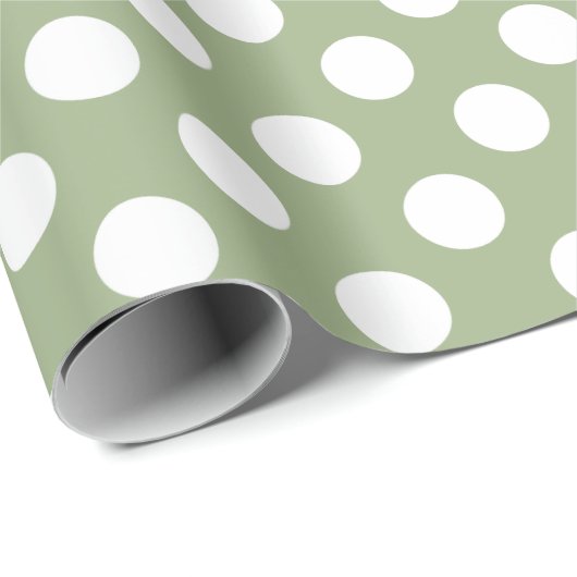Sage Green en White Polka Dots Cadeaupapier (Rol Hoek)