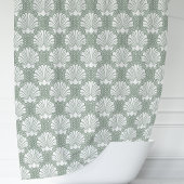 Sage Green en White Seashell Coastal Douchegordijn