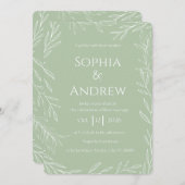 Sage Green en White Wedding Uitnodiging (Voorkant / Achterkant)