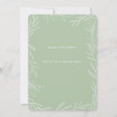 Sage Green en White Wedding Uitnodiging (Achterkant)