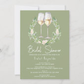 Sage Green en White Wine | Cute Vrijgezellenfeest Kaart (Voorkant)