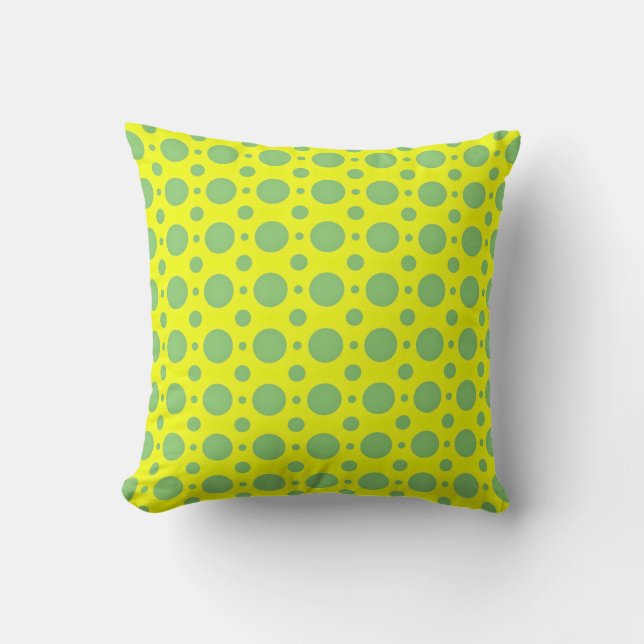Sage Green en Yellow Polka Dot Sierkussen (Voorkant)