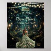 Sage Green Enchanted Forest Quinceañera Welkom Poster (Voorkant)