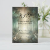 Sage Green Enchanted Forest Radiance RSVP Kaartje (Staand voorkant)