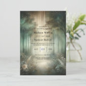 Sage Green Enchanted Forest Radiance Wedding Kaart (Staand voorkant)