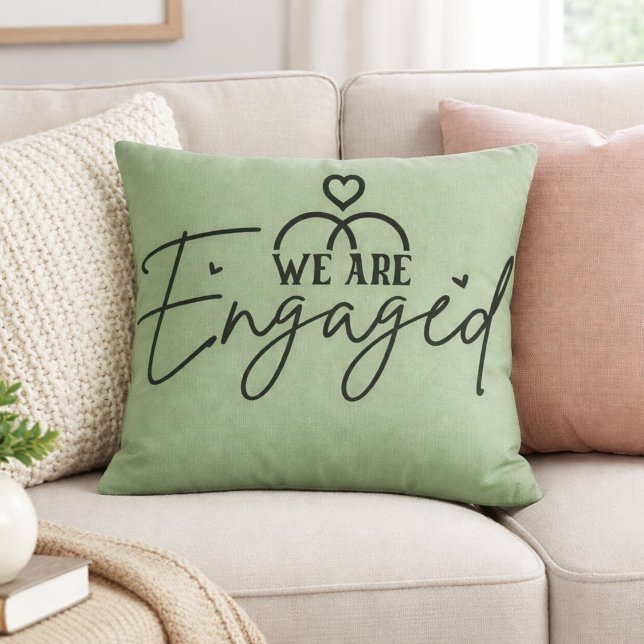  Sage Green  Engagement Announcement Decorative Kussen (Creator heeft geüpload)