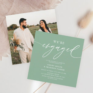 Sage Green Engagement Party - Uitnodiging op plein