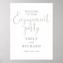 Sage Green Engagement Party Welkomstteken Poster