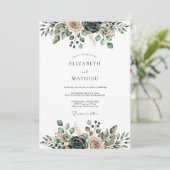 Sage Green Ethereal Flourish Wedding Kaart (Staand voorkant)