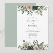 Sage Green Ethereal Flourish Wedding Kaart (Voorkant / Achterkant)