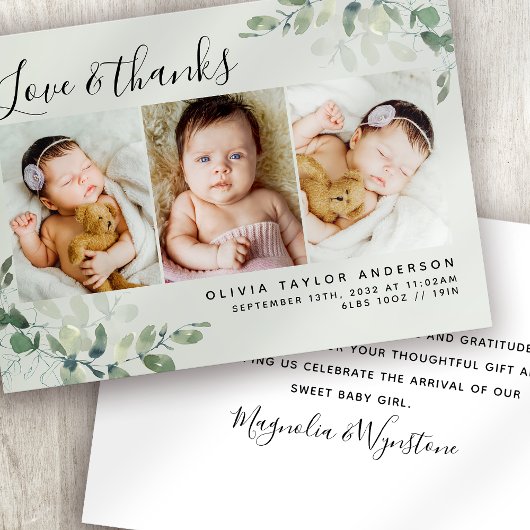 Sage Green Eucalyptus Baby Foto Aankondiging